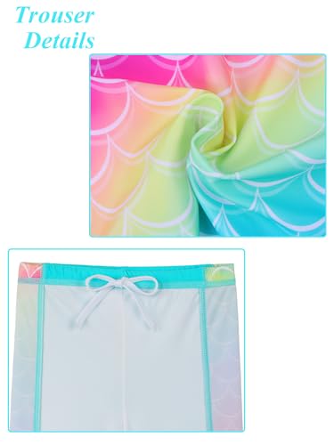 Image of Girls Two Piece Swimsuit Long Sleeve Floral Bathing Suit UPF 50+ Summer Beach Swimwear