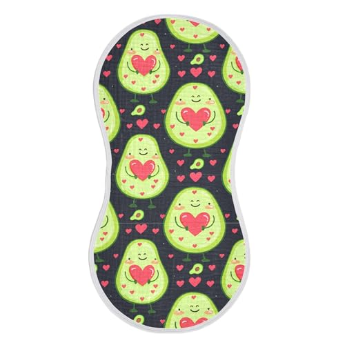 xigua Cartoon Avocados Muslin Baby Burp Cloths Set of 4, Super Soft & Absorbent Burping Rags, Cotton Burp Clothes Shower Gift for Newborn, Baby Girls and Boys
