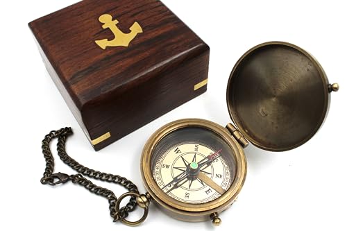 Image of Compass with Stamped Wooden Case