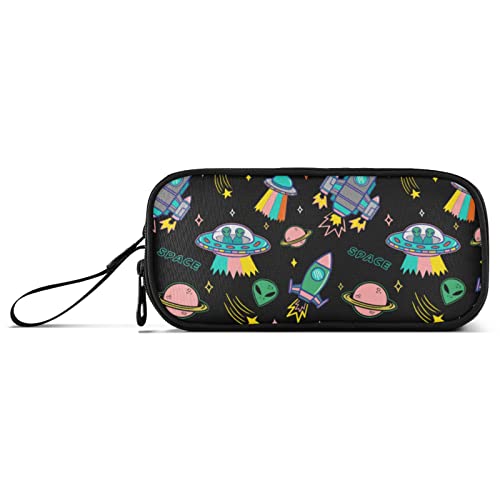 Image of Fisyme Alien Space Rocket Pencil Case Large Capacity Pen Box Makeup Pouch Holder Organizer Stationery Bag for School Office College Traval Adults