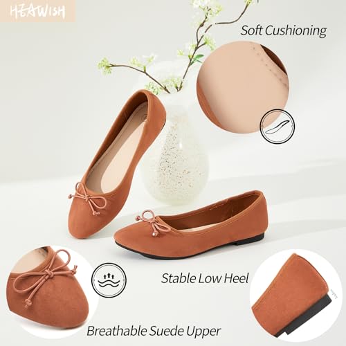 HEAWISH Womens Ballet Flats Shoes Black Poinet Toe Women's Flats Comfortable Suede Dressy Casual Shoes4