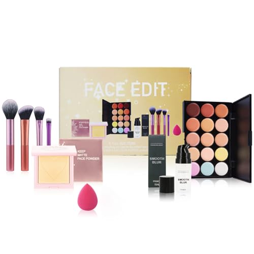 All-in-One Makeup Geschenkset, Kosmetik Schmink Kit Gesicht, Hochwertige Make Up Set für Valentinstag, Schminkkoffer mit Concealer Palette, Contour, Primer, Setting Powder, Schminkset Mädchen Frauen