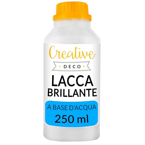 Creative Deco Varnish Vernice Finale Lucida | Bottiglia 250ml a Base d'Acqua | Finitura Trasparente, Vernice all Acqua per Legno, Argilla, Tessuti | Impregnante Legno Esterno e Interno | per Decoupage
