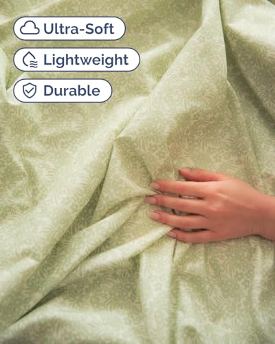 Image of Twin 3 Piece Floral Sheet Set - Breathable & Cooling - Mint Garden Bloom