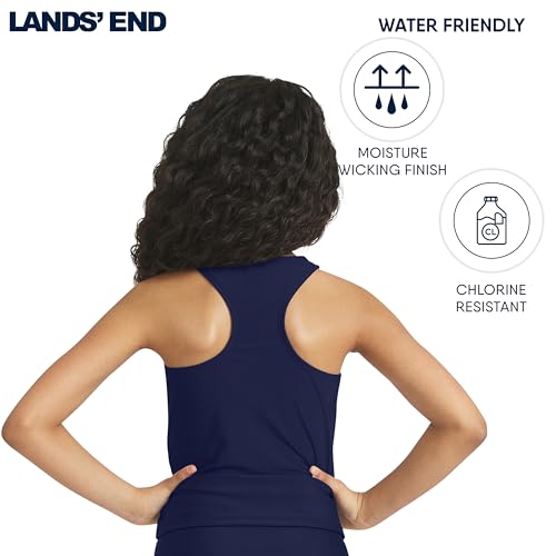 Image of Lands' End Girls' UPF 50+ Swim Bikini Bottom and Racerback Tankini Set