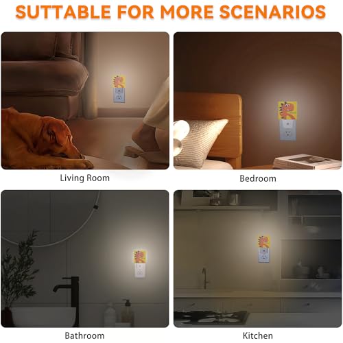 Image of Dino Dusk to Dawn Night Light, Auto Sensor Lamp Home Indoor Stairway Kitchen Corridor, Cute Dinosaur Night Lights Plug into Wall Decor, Boys Girls Women Men Room Gifts