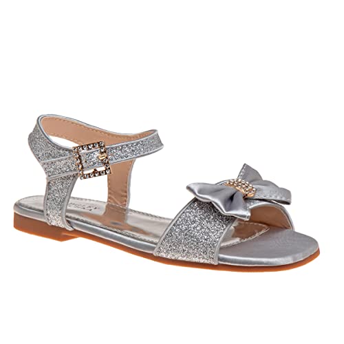 Badgley Mischka Girls’ Open-Toe Glitter & Bow Sandals