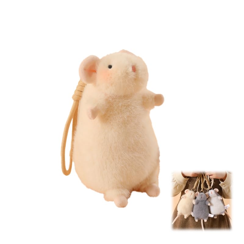 ZBELLO 15CM Cute Fancy Rat Plush Toys Soft Stuffed Animal Doll Plush Small Mouse Pendant Keychain Funny Gifts for Keychain Bag Pendant Toy Gift (Beige)
