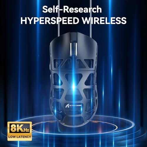ATTACK SHARK R3 Magnesium Alloy Mouse, Wireless 8K Mouse, 46g SUPERLIGHT Mouse, PixArt PAW3395 Gaming Sensor, BT/2.4G/Wired Gaming Mouse, Adjustable DPI 26000, Office Mice for Win11/Xbox/PS/Mac -Black – Image 6