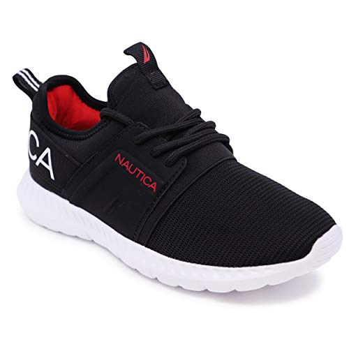 Nautica Kids Boys Lace Up Sneaker Comfortable Running Shoes -Kappil 3 Youth-Black Tonal-1