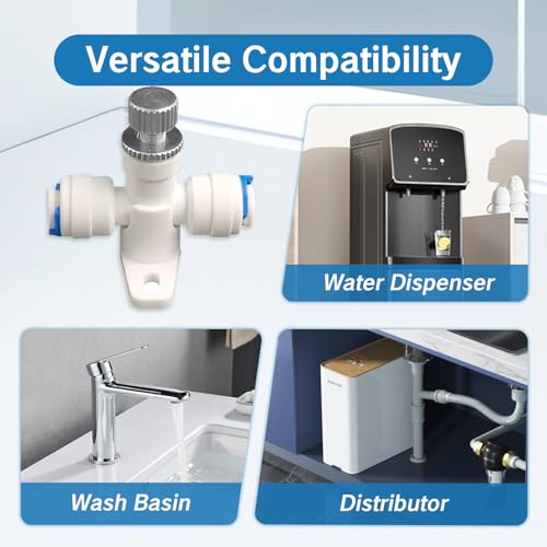 YKEBVPW Needle Valve 1/4\" Water Flow Control Regulator Pressure Reducer Restrictor Hose Meter Regulator for RO Filter System Adjustable Waterflow Speed Controller Connector Fitting - Thumbnail 6