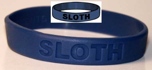 Sloth Wristband Rubber Bracelet ADULT size Blue