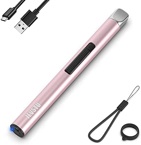 Candle Lighter, Electric Lighter Rechargeable USB Lighter, Arc Windproof Flameless Plasma Lighter Long Stick with Rope and Ring, No Butane Fluid, Perfect for Candle BBQ Camping Kitchen Stove, Pink