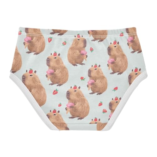 Wusikd Capybara Strawberry Girls' Underwear Cotton Ice Cream Girls Briefs Soft Toddler Underwear 2T2