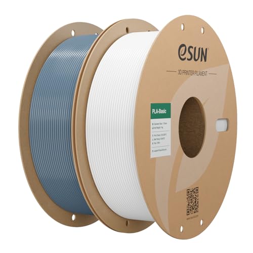 Image of eSUN PLA Basic Filament 1.75mm, 3D Printer Filament High Speed PLA for Fast Printing, 1KG Spool, 2 Spools 3D Printer Filament, Grey + Cold White