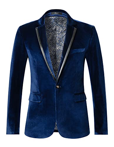 Blazer masculino slim fit com um botão, blazer casual ternos esportivos THWEI, P-royal Blue, XX-Large