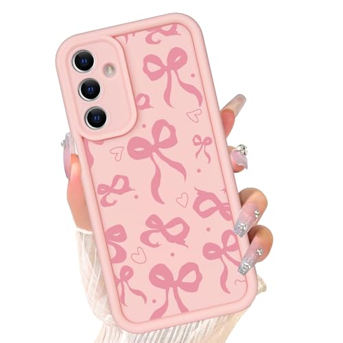 xoniery Compatible with Samsung Galaxy A15 / A15 5G Case, Cute Bow Silicone, Senior Shockproof Protection and Anti-Scratch for Soft Slim Phone Cover for Women Girls-Pink Bow