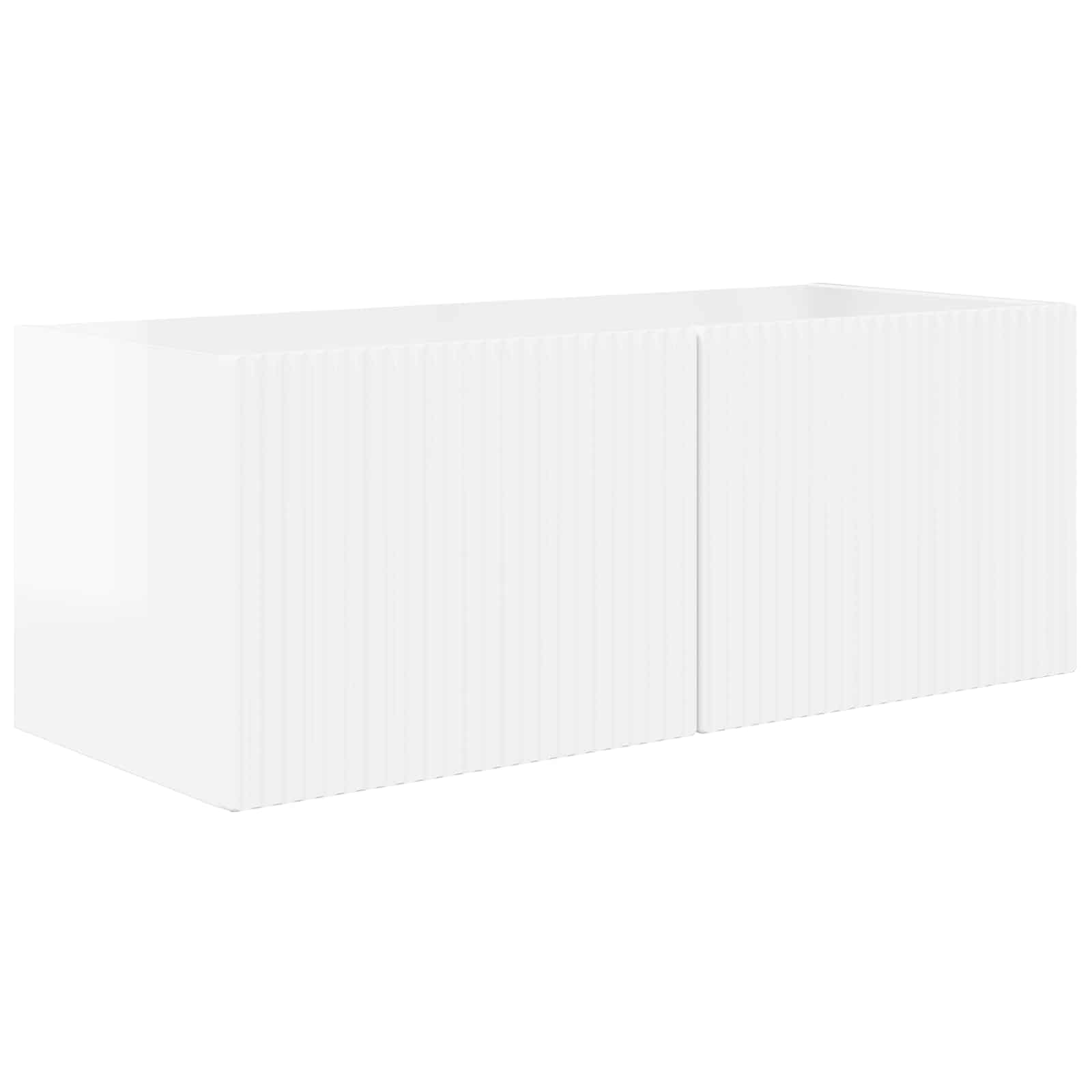 TV-Schrankset Wandmontiert 2-teilig, Hochglanz Weiß Holzwerkstoff, Modernes Media-Center für Wohnzimmer, Schlafzimmer, 78,5x31x30 cm