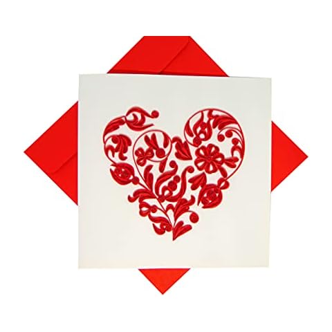 Artistic Heart, Quilling Card 3D,Unique Dedicated Handmade, Design Greeting Card for Birthday, Valentine's Day, Mothers Day, Spring, Fathers Day, Graduation, Wedding, All Occasion,6"x6" Cover