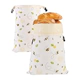 Removable Beeswax Bread Bags for Sourdough & Homemade Bread - Detachable Liner for Easy Cleaning & Drying | 2 Pack XL Reusable | Eco Cotton/Linen Storage