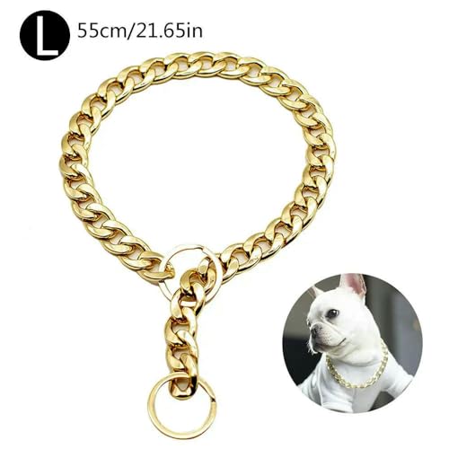 Hundetrainings-Würgekettenhalsbänder aus Metall, luxuriöses Hundehalsband, goldene Kette, Halsband für Bulldoggen, kleine und mittelgroße Hunde