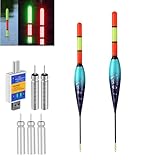 Hegawleo 2 Stück Led Posen Angeln mit CR425 Batterie Ladegerät, angelposen Mit Gravity Sensing Farbwechsel Und Kupferring, Angel Zubehör Zum Meeresfischerei Angeln Am See, Fluss Oder Teich. (11g+12g)