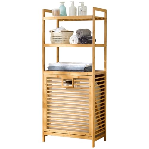 Bamboo Laundry Hamper - Spacious Storage Basket for Easy Sorting Lightweight & Strong Load-Bearing Perfect for Bathroom Easy Assembly & Carrying