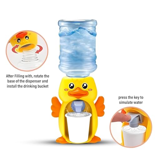 Image of Duck Shaped Mini Water Dispenser for Kids with Cup|Cute Cartoon Animal Drinking Water Machine Toy |Portable Tabletop Water Cooler Toy for Boys & Girls|Fun Learning Toy for Boys & Girls (18 cm)