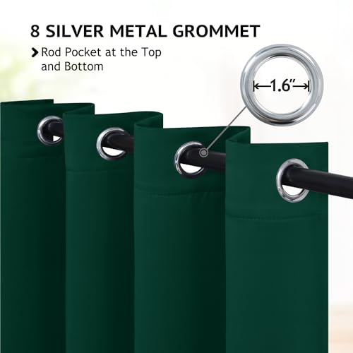 Image of COSVIYA Grommet Room Darkening Dark Green Curtains 90 inch Long for Bedroom | Light Blocking Insulated Thermal Curtains for Living Room, Blackout Thick Polyester Window Drapes,52x90 inches, 2 Panels