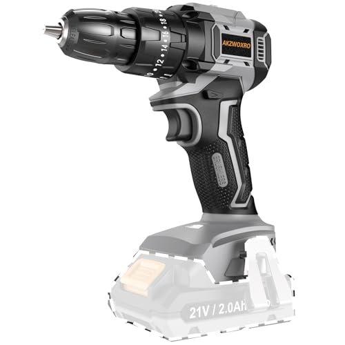 AKZWOXRO 21V Taladro Percutor a Bateria Cuerpo（20+3 Ajuste de Par）, Motor sin escobillas, sin batería ni cargador, Gris