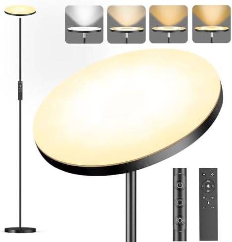 Lampe Sur Pied, Lampadaire Led 18W 2200Lm Avec Télécommande Et Contrôle Tactile, Dimmable