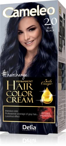 Cameleo - Omega Plus - Tinta per Capelli - Blu nero - Colore Profondo, Duraturo - Colorazione Permanente - Protezione per i Capelli - Kit Completo per la Colorazione – 50ml