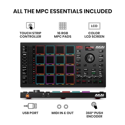 Image of Akai Professional MPC Studio MIDI Controller Beat Maker with 16 Velocity Sensitive RGB Pads, MPC Software, Assignable Touch Strip and LCD Display