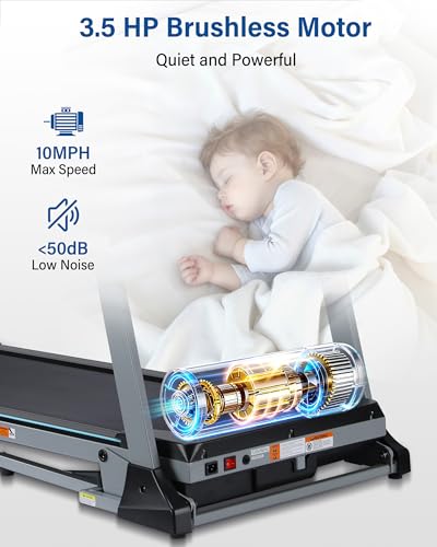 Image of BORGUSI 47.3 inch Smart Treadmill with Auto Incline & Bluetooth App, 3.5 HP Walking Pad Treadmill for Home, 300 lbs Weight Capacity, 10 MPH Speed, 40 Preset Programs, LED Display