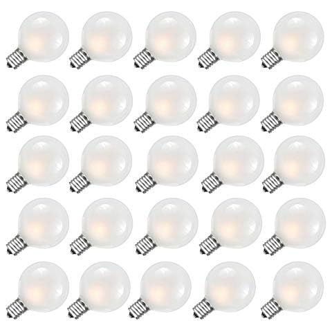 GOOTHY G40 Frosted White Globe Lights Bulbs, Outdoor G40 Globe Replacement Bulbs for Patio Outdoor String Lights, 5 Watts, C7/ E12 Candelabra Base- 25 Pack Cover
