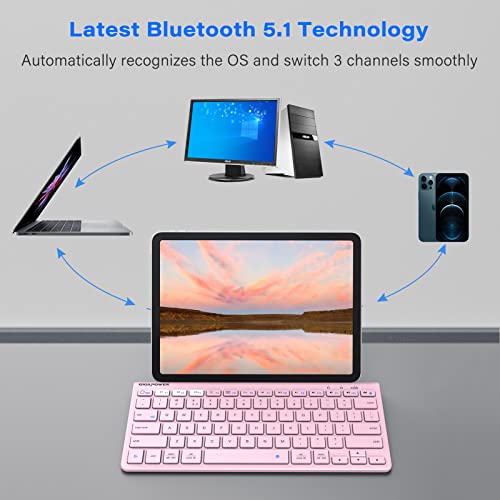 Fintie Gigapower Multi-Device Universal Wireless Bluetooth Keyboard With Foldable Stand For Ipad Samsung Surface Tablet Smartphone Pc Macbook, Ios, Android, Windows Tablets Phones (Pink) #TOP3