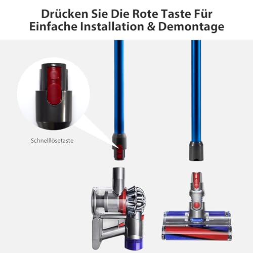 Cheerhom Verlängerungsrohr für Dyson V11, Saugrohr Kompatibel mit Dyson V7 V8 V10 V11 V15, Starres Teleskoprohr für Dyson Staubsauger mit Zwei 2-in-1-Bürsten, Blau