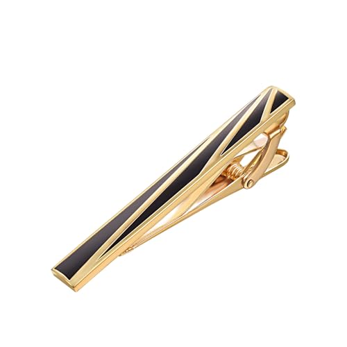 Yoursfs Black and Gold Tie Clips for Men Classic Striped Tie Clip 18K Gold Plated Tie Clips for Formal Occasions