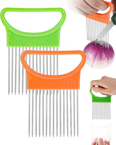 TPZORJX 2PCS Soporte de Ceboll, Rebanador de Cebolla,corta verduras，cortador de cebolla，cortador cebolla， Agujas de Cebolla, Adecuado para Cortar Carne, Verduras, Frutas,cebolla