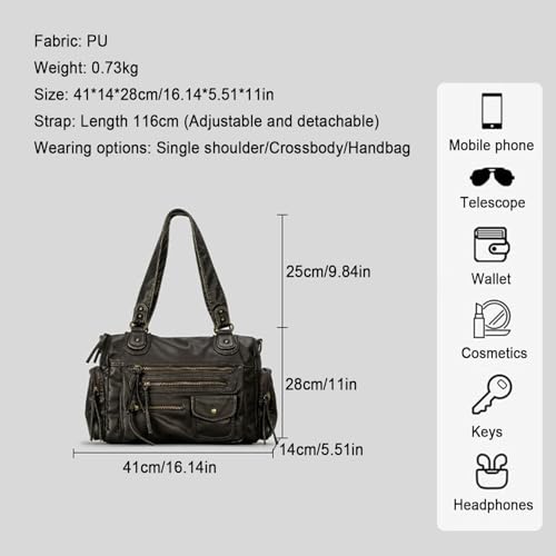 Sac à main en cuir de qualité supérieure blanc avec multipoches