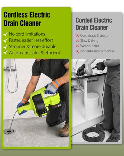 Ublue 21V Cordless Electric Drain Auger, 25Ft Auto-Feed Snake for Sink - image 7