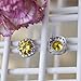 18K White Gold Plated Round-Cut CZ Sterling Silver 10mm Cushion Diamond Engagement Stud Earrings Yellow
