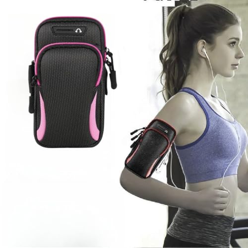 Braçadeira esportiva, academia de corrida, bolsa de braço universal para smartphone com orifício para fone de ouvido, bolsos multifuncionais