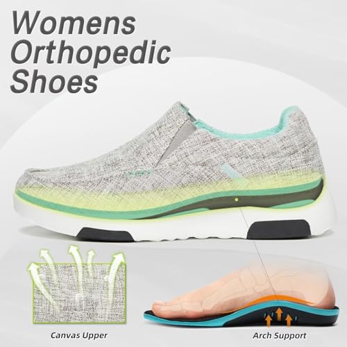 Image of OrthoComfoot Women's Orthopedic Slip-On Loafers Walking Shoes: Comfortable Plantar Fasciitis Loafers with Arch Support for Flat Feet, Casual Orthotic Shoes for Foot and Heel Pain Relief