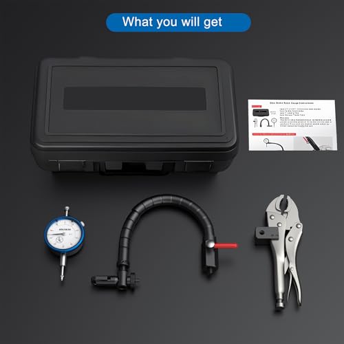 Image of HDLNKAK Disc and Rotor /Ball Joint Gage Set, 0-1'' Dial Indicator 0.001'' (Blue) and 360 Deg Flexible Stem Holder,Automobile Brake disc Flatness Measurement Tool