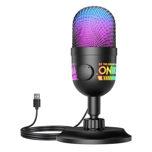 Image of USB Condenser Microphone for PC, RGB Gaming Mic with Plug & Play, Cardioid Pickup, Real-Time Monitoring, Tap-to-Mute, Gain Control for Streaming, Podcast, Recording on PC, Mac