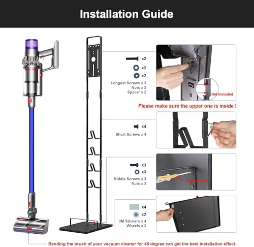 Foho Stand Compatible for Dyson Gen5 V15 V12 V11 V10 V8 V7 V6 Cordless Vacuum Cleaners, Stable Metal No-Drill Wall Floor-Standing Storage Bracket Holder Multi-Accessory Organiser with Casters - Image 4