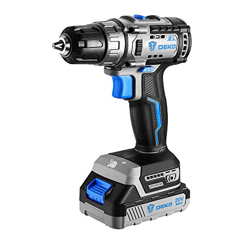 DEKO 20V Brushless Drill Driver Kit, 3/8-Inch Keyless Chuck, 371 In-lbs Torque, 18+1 Torque Setting, 2-Variable Speed, Power Drill with 1.5A Battery