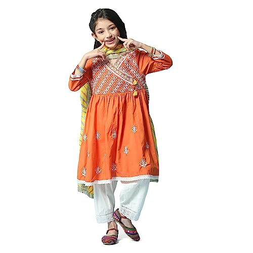 Image of BIBA Cotton Solid Gathered Semi-Formal Kurta With Salwar