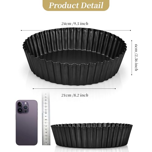2 Pack 6 CM Deep Quiche Dishes for The Oven Non-Stick 24 CM Tart Tins with Loose Base, Deeps Round Flan Tin Removable Bottom for Baking - Image 3